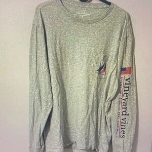 Vineyard Vines Gray Long Sleeve Tee with Logo